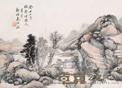 秦祖永 1853年作 山水 立轴 21×29cm